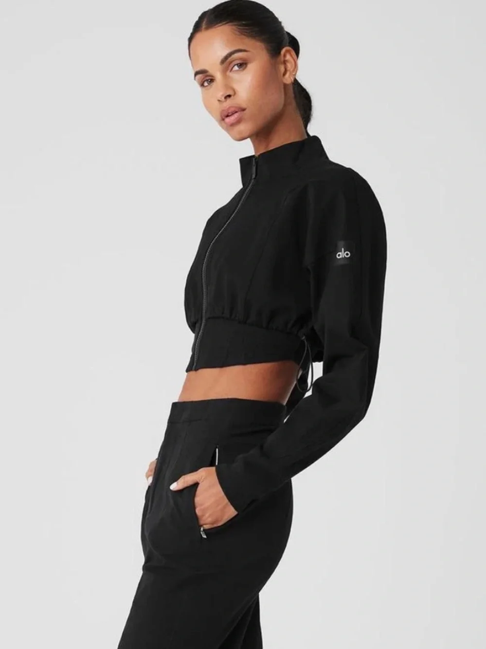 Alo On Point Cropped Moto Jacket Black Small Great Condition!